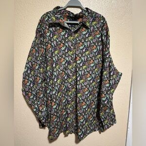Cremieux Button‎ Down Shirt Long Sleeve Size 4XB All Over Print Paisley